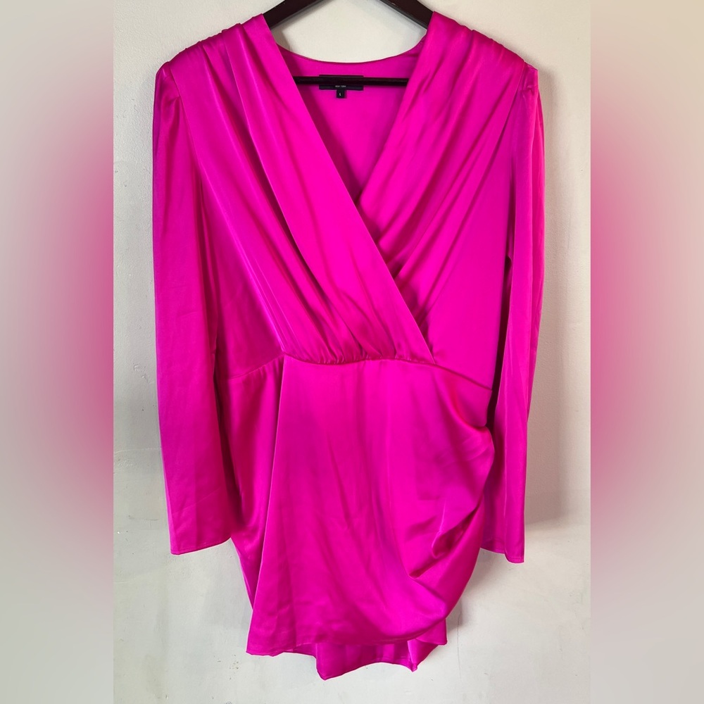 Generation Love Fuchsia Pink Draped Long Sleeve Dress